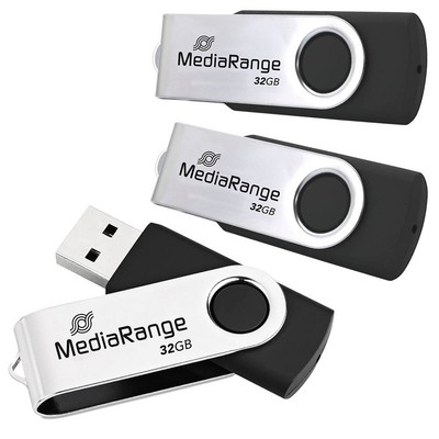 3 MediaRange USB-Sticks MR910-3 schwarz, silber 16 GB