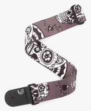 Planet Waves D'Addario Sugar Skull Design Guitar Strap - Black, Gray, White