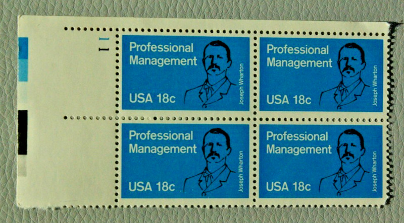USPS Stamps .. 18c Joseph Wharton Professional Management . MNH .. Block .. 1981