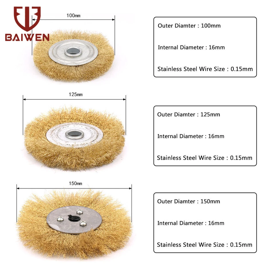 Rueda de alambre de latón suave de 4/5/6/8/10 pulgadas cepillo de cobre pulido herramienta de eliminación de metal Foto 2 de 4