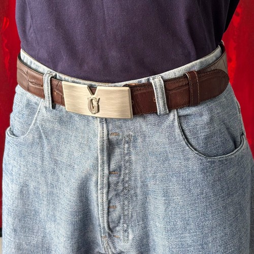 GIANNI VERSACE belt brown leather with GV logo size 90/36 from S/S 1997 - Picture 4 of 24