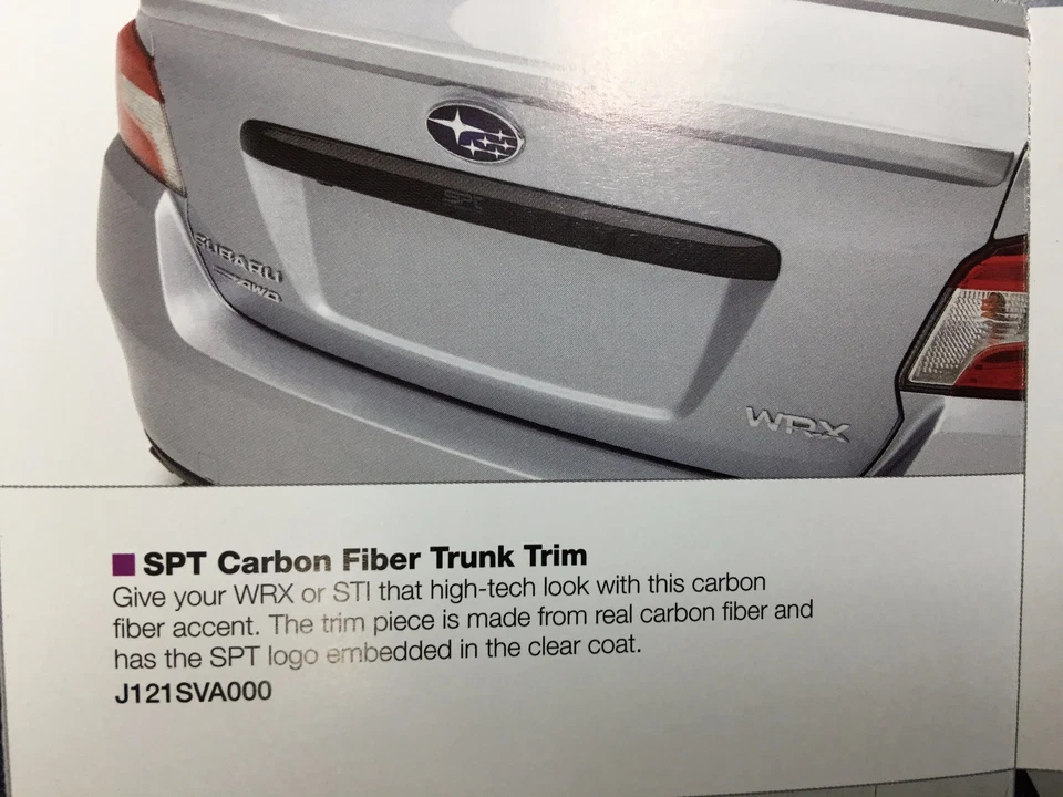 Embellecedor de maletero de fibra de carbono WRX y STI 2015-2021 J121SVA100 fabricante original nuevo Foto 2 de 3