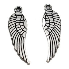 25 Tibet Silver Tone Angel Feather Fly Wing Pendants Charms 9X30mm DIY Earring