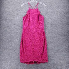 Laundry Shelli Segal Dress Womens 10 Pink Mini Sheath Scalloped Lace Cocktail