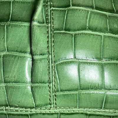 バッグ Coach Green Crocodile Embossed Satchel Coach Genuine Green Alligator Top Handles Purse Satchel Bag