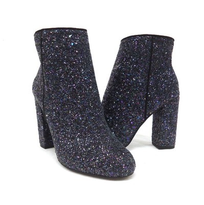 black sparkly chunky heels
