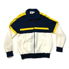 Triathlon Brand Full Zip Jacket Jersey Sweatshirt Mock Neck Blue White Yellow L 