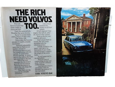 1973 Volvo 164 Car Rich Need It Too 2 Page Print Ad Original 1973 Volvo 164 Car Rich Need It Too 2 Page Print Ad Original