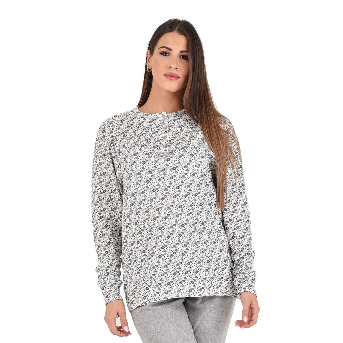 MaryHome Pigiama Donna Invernale 100% Cotone Interlock Art 6P85059