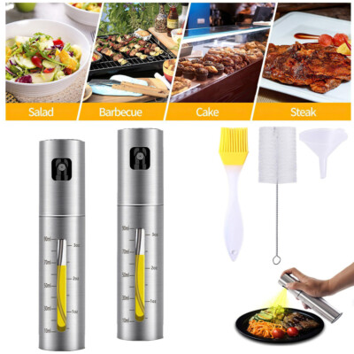 2x Edelstahl Öl Sprayer Cooking Zerstäuber Ölsprüher Ölspender Bürste Trichter