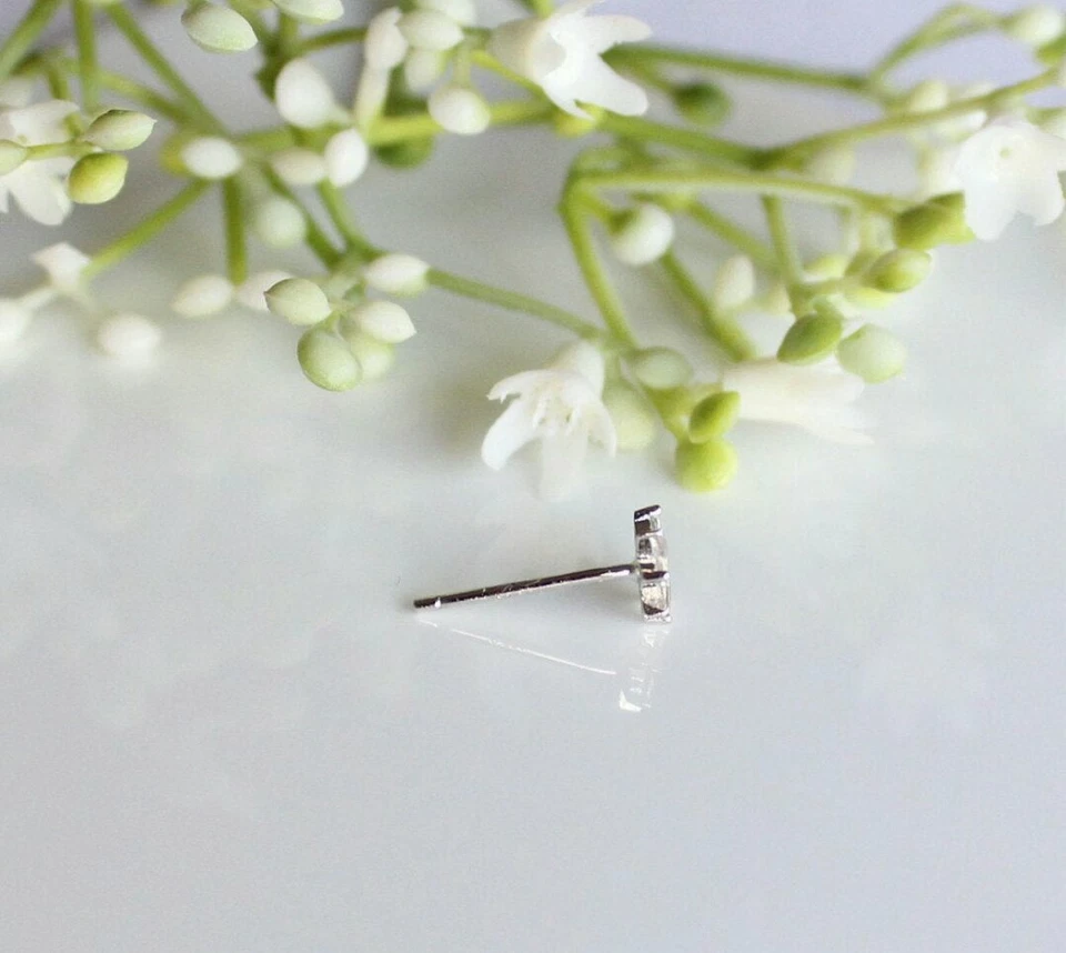 Piercing corporal minimalista diamante oro macizo 14k nariz oreja piercing joyería regalo. Foto 2 de 4