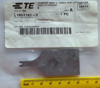 TE Connectivity Application Tooling / AMP 1803193-3 Crimper Insert ...