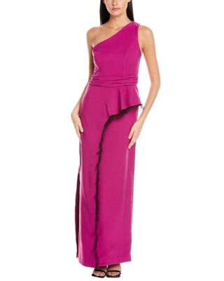 JS Collections Cerise Fuchsia And Black Lace Hayley A-Line Gown Size 16  $278