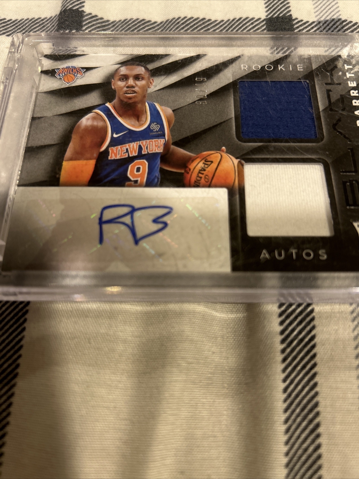 2019-20 Panini Black RJ Barrett RPA /49 Rookie Auto Dual Patch Game-Worn RM-RJ