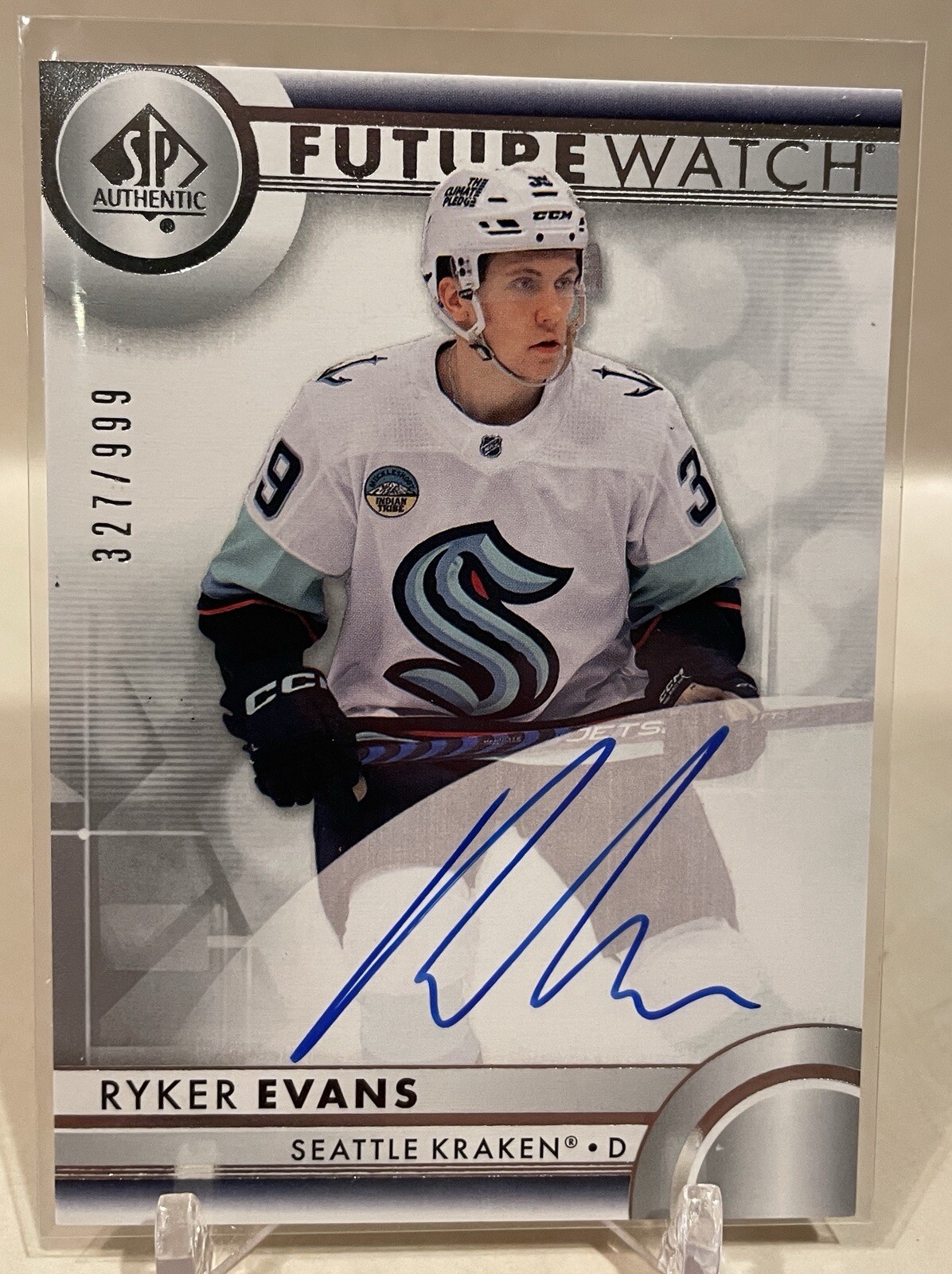 2023-24 SP Authentic Ryker Evans Auto RC Future Watch /999 Card No. 194 Kraken
