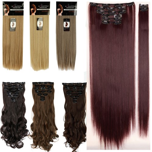 Premium Extra Thick Clip In On As Human Hair Extensions Full Head Double Weft lk - Picture 22 of 45