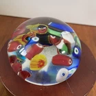 Cane Paperweight Vintage Art Glass Medium Murano Bright Colors 3 1/2"