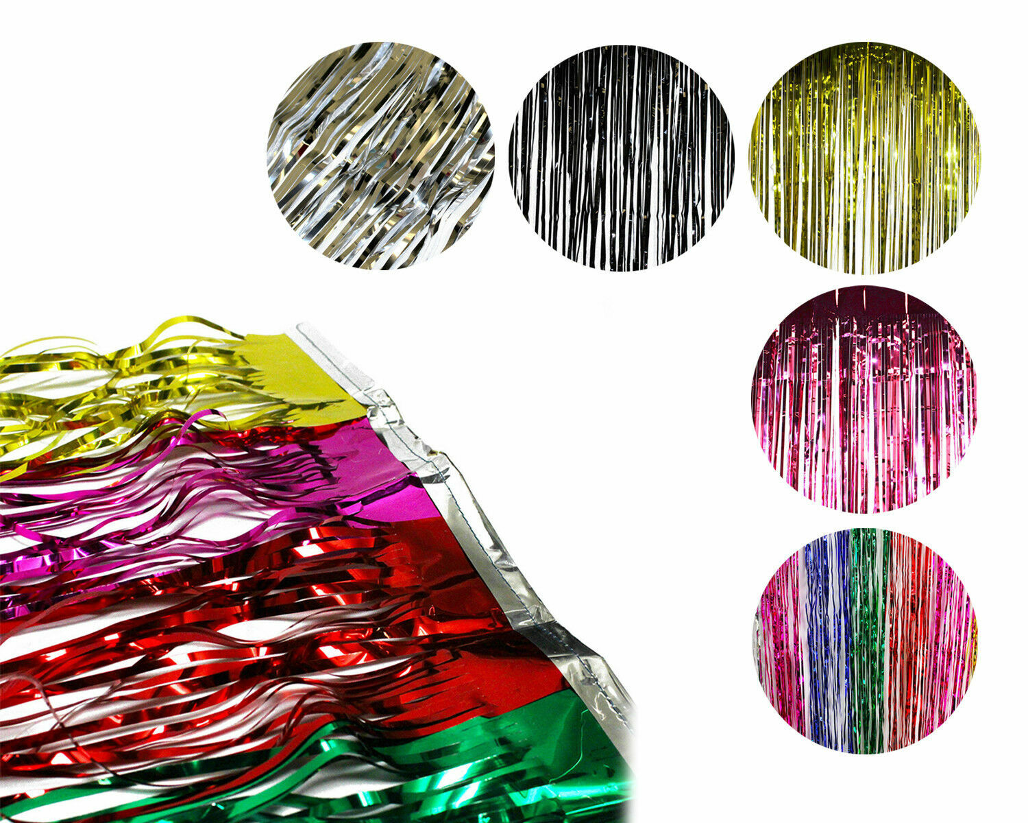 Metallic Tinsel Curtains 3ft X 8ft Foil Fringe Party Decorations Photo