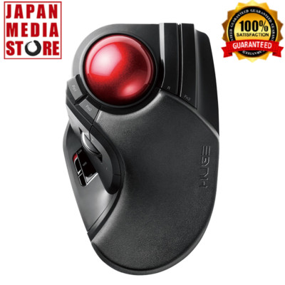 ELECOM M-HT1DR M-HT1DRXBK schwarze Trackball Maus kabellos 8 Tasten 100 % ORI...