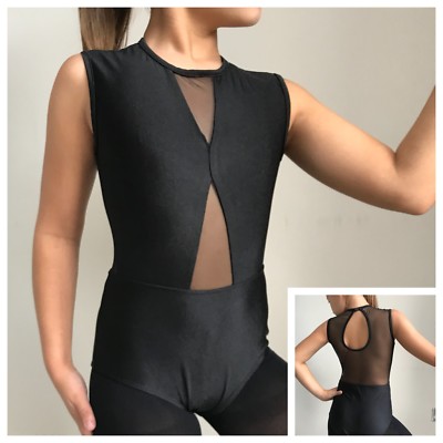 Trikot. Alter 7-12 Jahre schwarz Gymnastik modern UK Ballett lyrischer Tanz  