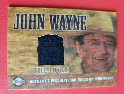 JOHN WAYNE "THE DUKE" AUTHENTIC WORN BLACK VEST MATERIAL SWATCH RELIC CARD