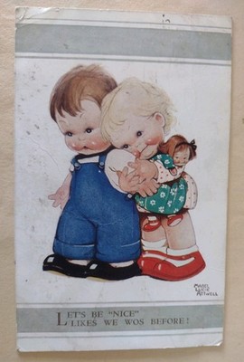 Mabel Lucie Attwell Postkarte, Let's be nice, likes we wos before.