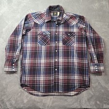 Vtg Saddle King Western Pearl Snap Shirt Mens Plaid Long Sleeve Sz XL USA Made