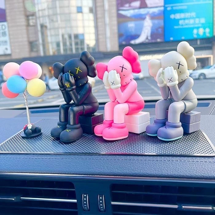 Kaws Sitting posture Face covering Figure Desktop Deco Art Toy Gift for Fans11cm - Image 2 of 4