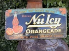 1930’s~ Drink “NU ICY”~Orangeade Embossed Tin Soda Sign~RARE VINTAGE SODA SIGN~