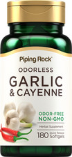 Garlic and Cayenne Supplements 180 Softgels Non-GMO By Piping Rock
