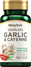 Garlic and Cayenne Supplements | 180 Softgels | Non-GMO | By Piping Rock