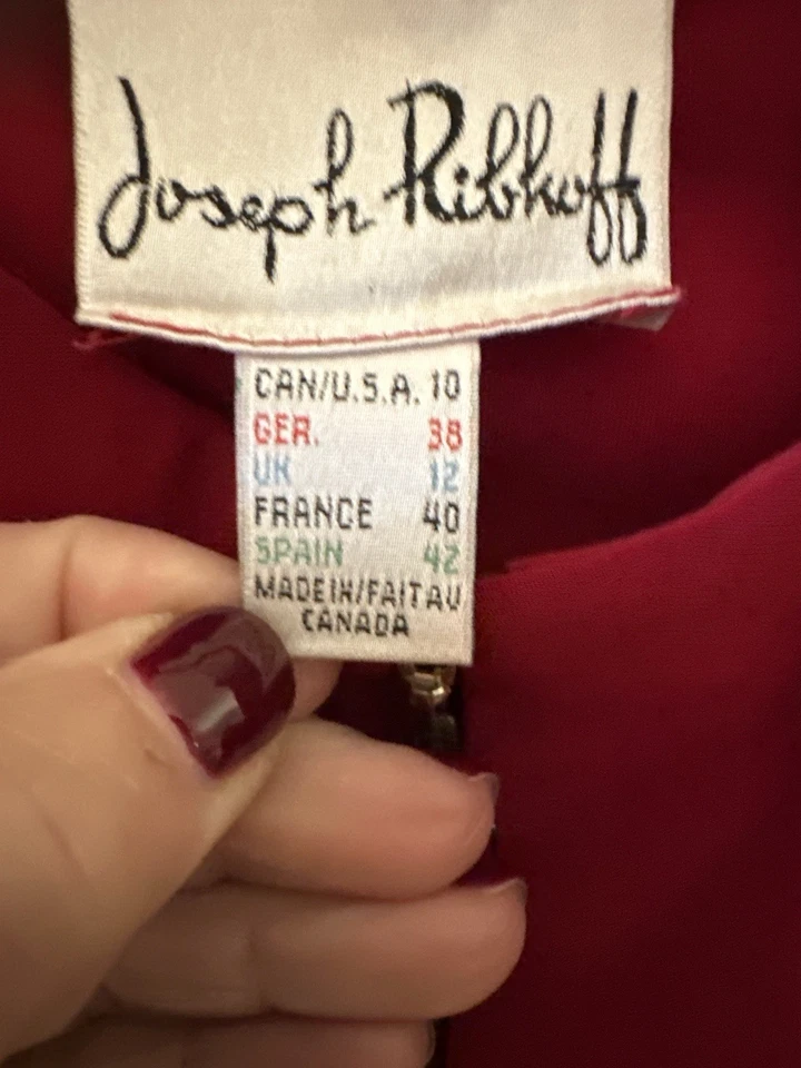 Joseph Ribkoff Red Zip Scuba Knit Jacket 10 Womens Stretch Ruched Double Zipper - Image 4 of 4