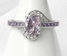 Amethyst CZ 925 Sterling Silver Ring Size 6 Oval Purple Stone New