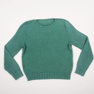 PETER HAHN Damen Pullover Gr. 40 grün Rundhals Langarm Pulli Zick-Zack Muster Ba - Bild 1 von 4