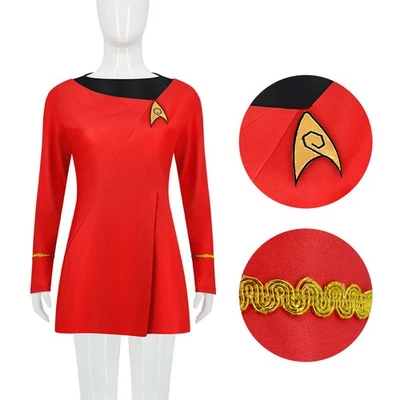 Star Trek TOS Female Duty Dress Cosplay Kostüm Uniform Kleid Rot Frauen Rock 24-