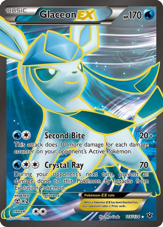 Glaceon EX - 116/124 - Pokemon Fates Collide Full Art Ultra Rare Card NM