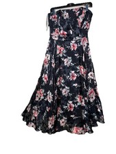 White House Black Market Floral Dress Size 8 Wedding Tea Party Fit & Flare