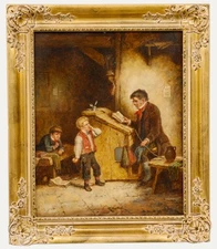 Mark William Langois (1848-1924)- Late 19th Century Oil, Schoolmaster and Pupils