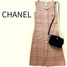 CHANEL Striped Sleeveless Dress 38