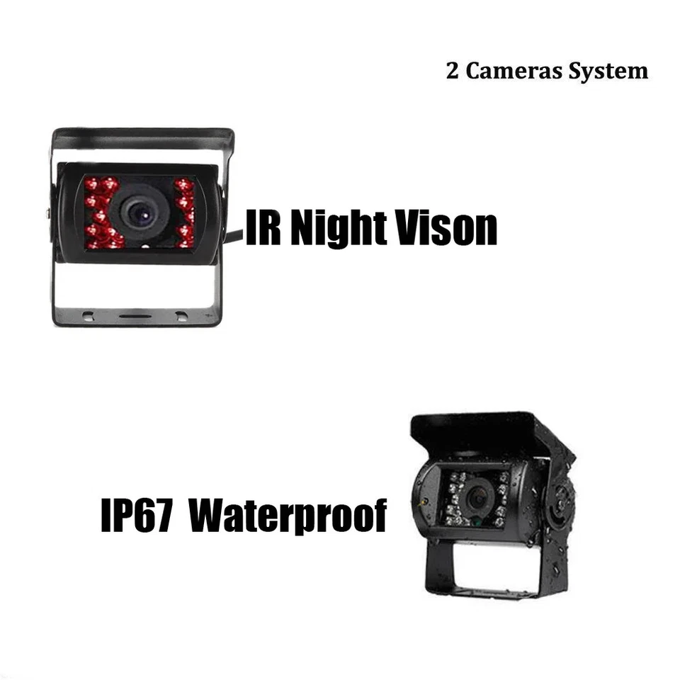 2 x Backup Camera + 7" TFT Monitor Car Rear View Kit For RV Bus Truck 12V/24V - Image 4 of 4