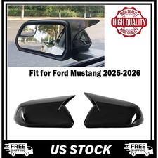 Gloss Black Rearview Side Mirror Cover Caps Horn Style For 2015 -21 Ford Mustang