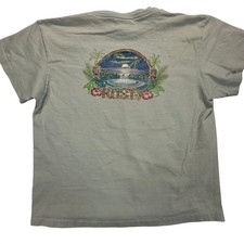 Vintage Rusty Kids L Blue Tiki Tropical Skater Surfer Blue T-Shirt Made in USA