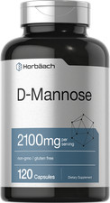 D Mannose Capsules  2100 mg  120 Count  Non-GMO  Gluten Free  by Horbaach