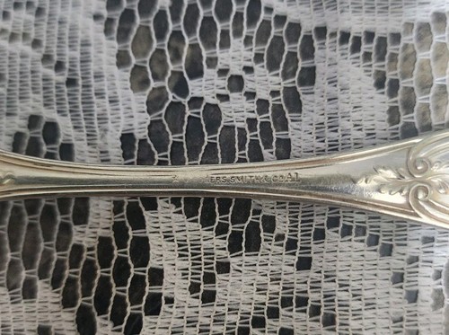 ROGERS SMITH & CO ANTIQUE c1858! OLIVE 🕊SILVERPLATED SUGAR 🍚 SHELL SPOON - Picture 9 of 11