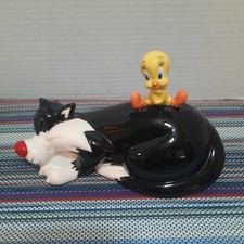 Old Warner Bros Sylvester and Tweety Bird & Putty Tat Kitty Cat Figure Coin Bank