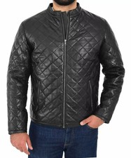 Stylish Men's Black Quilted Leather Jacket 100 Real Lambskin Moto Biker Jacket