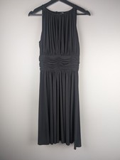 White House Black Market Black Halter Midi Dress Fit and Flare Size 4