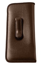 Soft Slip-In Glasses Case with Pocket Belt Metal Clip for Men/Women Brown