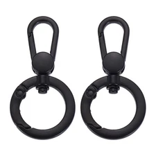 2Pcs Swivel Clasp Clip, Spring Snap Hooks Keychain Key Ring, Black