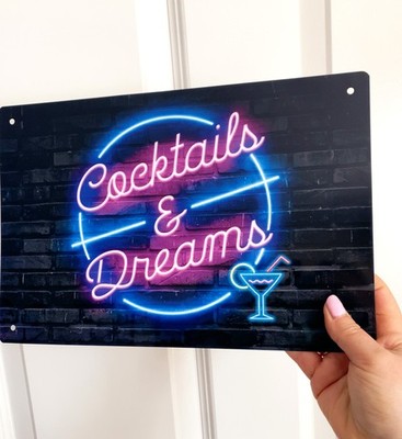 Artylicious Cocktails & Dreams Barschild | Bedrucktes Metallschild A4 Flach